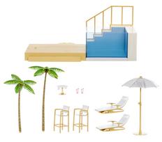 rainbow high leles - Lėlių namelio baldas MGA Rainbow High Colour Change Pool & Beach Club 578475 - 2 nuotrauka