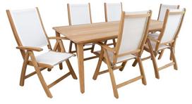 stalas su 6 kedem - Lauko baldų komplektas Home4you Maldive K136041, medžio, 6 vietų - 1 nuotrauka