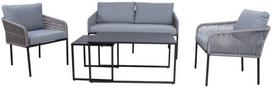 lauko sofa lauko baldu komplektas - Lauko baldų komplektas Home4you Levine 2 23521, pilkas, 4 vietų - 3 nuotrauka
