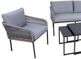 lauko sofa lauko baldu komplektas - Lauko baldų komplektas Home4you Levine 2 23521, pilkas, 4 vietų - 4 nuotrauka