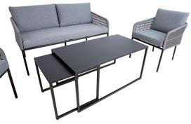 lauko sofa lauko baldu komplektas - Lauko baldų komplektas Home4you Levine 2 23521, pilkas, 4 vietų - 5 nuotrauka