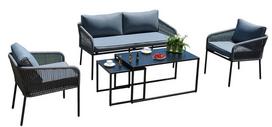 lauko sofa lauko baldu komplektas - Lauko baldų komplektas Home4you Levine 2 23521, pilkas, 4 vietų - 6 nuotrauka