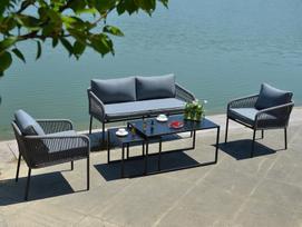 lauko sofa lauko baldu komplektas - Lauko baldų komplektas Home4you Levine 2 23521, pilkas, 4 vietų - 7 nuotrauka
