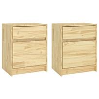 Naktinis staliukas VLX Solid Pinewood 2pcs 808124, šviesiai ruda, 40 x 31 x 50 cm