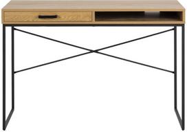 darbo azuolo stalas - Stalas Home4you Seaford 89405, juodas/ąžuolo - 2 nuotrauka