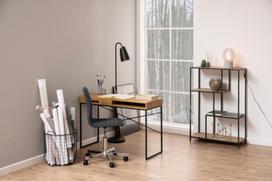 darbo azuolo stalas - Stalas Home4you Seaford 89405, juodas/ąžuolo - 8 nuotrauka