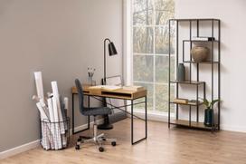 darbo azuolo stalas - Stalas Home4you Seaford 89405, juodas/ąžuolo - 11 nuotrauka