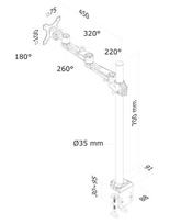 tv laikiklus - NEWSTAR FLAT SCREEN DESK MOUNT (CLAMP), 70 CM POLE 10-30" SILVER - 3 nuotrauka