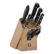ZWILLING Set. Knife block, bamboo, with 4 knives, sharpening rod and scissors