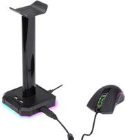 rgb sakotuvas - Ausinių Stovas Redragon HA300 Scepter Pro, su RGB pašvietimu, su USB šakotuvu, Juodas - 3 nuotrauka