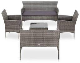lauko baldai 7 vietos - Lauko baldų komplektas VLX 5 Piece Garden Lounge Set Poly Rattan, pilkas/rudas, 7 vietų - 1 nuotrauka