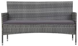 lauko baldai 7 vietos - Lauko baldų komplektas VLX 5 Piece Garden Lounge Set Poly Rattan, pilkas/rudas, 7 vietų - 4 nuotrauka