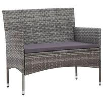 lauko baldai 7 vietos - Lauko baldų komplektas VLX 5 Piece Garden Lounge Set Poly Rattan, pilkas/rudas, 7 vietų - 6 nuotrauka