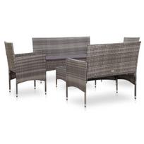 lauko baldai 7 vietos - Lauko baldų komplektas VLX 5 Piece Garden Lounge Set Poly Rattan, pilkas/rudas, 7 vietų - 16 nuotrauka