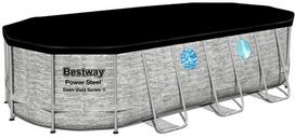 sukurines vonios filtrai - Bestway Power Steel 56716-4 above ground pool Framed pool Oval 13430 L Pilkas - 1 nuotrauka