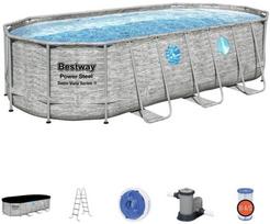 sukurines vonios filtrai - Bestway Power Steel 56716-4 above ground pool Framed pool Oval 13430 L Pilkas - 2 nuotrauka