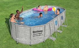 sukurines vonios filtrai - Bestway Power Steel 56716-4 above ground pool Framed pool Oval 13430 L Pilkas - 8 nuotrauka
