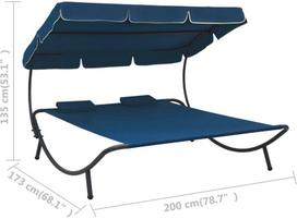 gultai - Gultas VLX Outdoor Lounge Bed With Canopy 313523, mėlynas - 5 nuotrauka