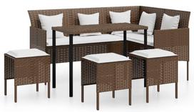 Lauko baldų komplektas VLX 5 Piece Set With Cushions 318577, kreminės spalvos/rudas, 8 vietų