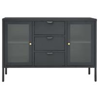 komoda sonine - Komoda VLX Steel and Tempered Glass, antracito, 105 x 35 x 70 cm - 4 nuotrauka