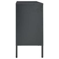 komoda sonine - Komoda VLX Steel and Tempered Glass, antracito, 105 x 35 x 70 cm - 5 nuotrauka