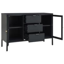 komoda sonine - Komoda VLX Steel and Tempered Glass, antracito, 105 x 35 x 70 cm - 7 nuotrauka