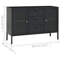komoda sonine - Komoda VLX Steel and Tempered Glass, antracito, 105 x 35 x 70 cm - 11 nuotrauka