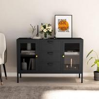 komoda sonine - Komoda VLX Steel and Tempered Glass, antracito, 105 x 35 x 70 cm - 12 nuotrauka