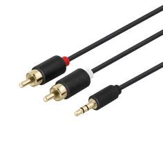 DELTACO garso, 3.5mm-2xRCA, 3.0m, juodas / MM-141-K / 00180005