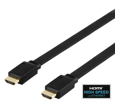 DELTACO HDMI-HDMI plokščias, High Speed, 4K UHD, 3.0m, juodas / HDMI-1030F-K / 00100009
