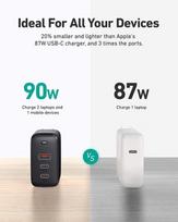 usb laidas 90 - AUEKY Omnia Mix 3 PA-B6S Maitinimo tinklo įkroviklis 1x USB 2x USB-C Power Delivery 3.0 90W Juoda - 2 nuotrauka