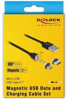 magnetic usb cable - Delock Magnetic USB to Micro USB/USB-C Cable 1.1m - 2 nuotrauka