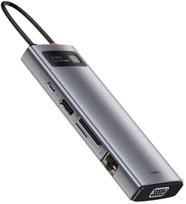 usb c hub baseus - HUB USB Baseus 1x RJ-45 1x SD 1x Micro SD + 3x USB-A 3.2 Gen1 (CAHUB-CU0G) - 1 nuotrauka