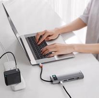 usb c hub baseus - HUB USB Baseus 1x RJ-45 1x SD 1x Micro SD + 3x USB-A 3.2 Gen1 (CAHUB-CU0G) - 7 nuotrauka