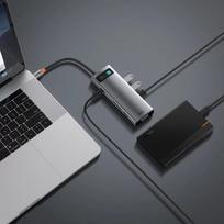 usb c hub baseus - HUB USB Baseus 1x RJ-45 1x SD 1x Micro SD + 3x USB-A 3.2 Gen1 (CAHUB-CU0G) - 8 nuotrauka