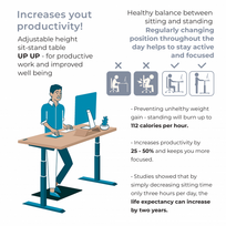 standing desk - Up Up Electric Sit-Stand Desk KB-D22-30S (1200x750x25mm) White / Black Frame - 4 nuotrauka