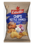 estrella traskuciai - Grietinės ir svogūnų skonio bulvių traškučiai ESTRELLA Kettle, 120 g - 2 nuotrauka