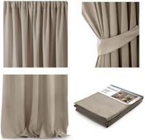 naktines uzuolaidos blackout - AmeliaHome Pleat Blackout Curtains Beige 140x270cm - 2 nuotrauka