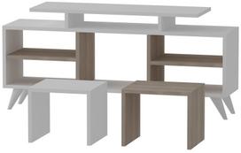 TV staliukas Kalune Design Kutay, baltas/šviesiai rudas