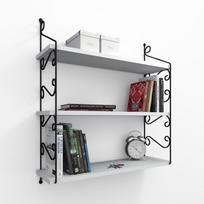 balta pakabinama lentyna - Lentyna Kalune Design Seramoni 3, balta/juoda - 2 nuotrauka