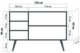 komoda 120 - Komoda Kalune Design 863 (VII), 120 cm, ąžuolo/smėlio spalvos - 8 nuotrauka