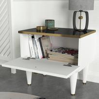 naktiniai staliukai juodi - Naktinis staliukas Kalune Design Ravenna, baltas/juodas - 6 nuotrauka