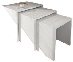 3-jų kavos staliukų komplektas Kalune Design 731, baltas