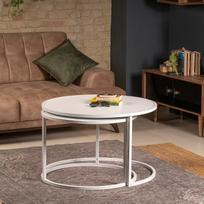 2 ju kavos staliuku komplektas - 2-jų staliukų komplektas Kalune Design Tambur, baltas - 3 nuotrauka