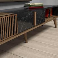 graikiniai riesutai - Kalune Design Televizoriaus staliukas Milan - Walnut, Juodas - 5 nuotrauka