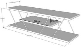 stalas 120 x 60 - TV staliukas Canaz, rudas/juodas - 5 nuotrauka