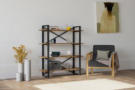 juoda knygu lentyna - Pastatoma lentyna Kalune Design Makro, ruda/juoda - 3 nuotrauka