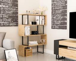 ruda knygu lentyna - Pastatoma lentyna Kalune Design Adriana, šviesiai ruda/juoda - 2 nuotrauka