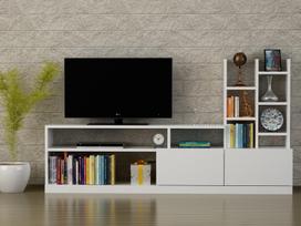 svetaines staliukas - Kalune Design TV vienetas Dolunay - Baltas - 3 nuotrauka