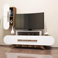 graikiniai riesutai - Kalune Design TV vienetas Rose S - Walnut, Baltas - 3 nuotrauka